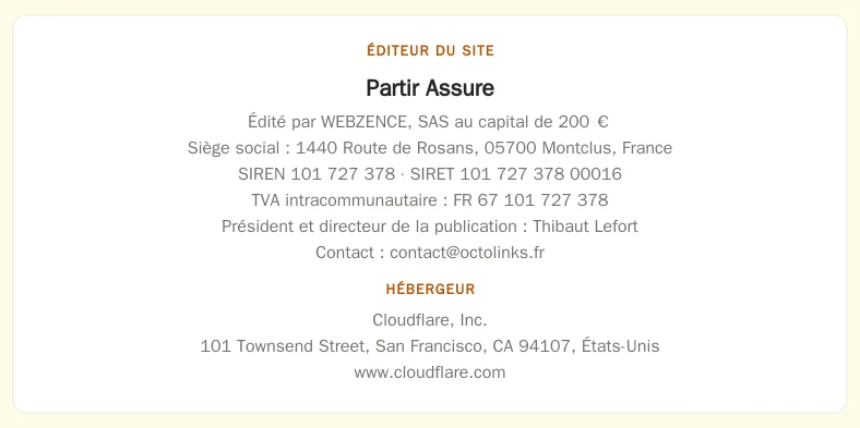 Coordonnées légales de l&rsquo;éditeur et de l&rsquo;hébergeur du site